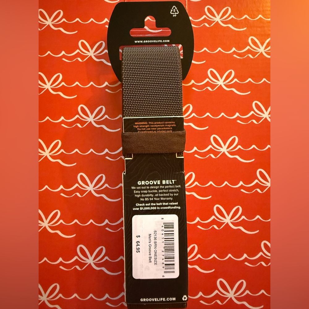GROOVE Men’s Magnetic Buckle Belt, ONE SIZE, Color: Brown, NWT - Picture 9 of 9